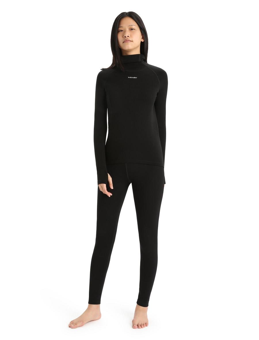 Icebreaker MerinoFine™ Long Sleeve Roll Neck Női Base Layers Fekete | HU 1896XYUF